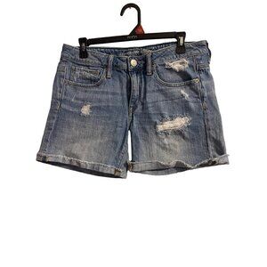 Women's American Eagle Distressed Midi Roll Cuffed Shorts 100% Cotton Size 6